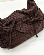 Damen-Schultertasche mit Karomuster und mehreren Fächern