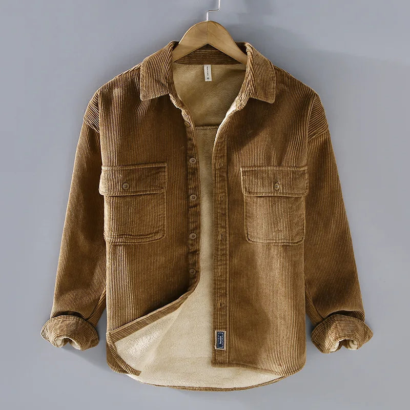 Herren-Overshirt aus Cord mit Fleecefutter