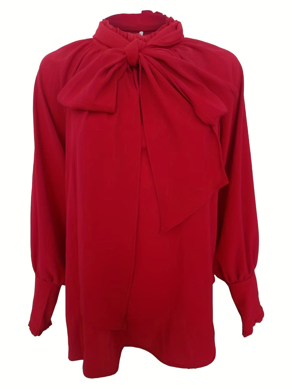 Damen Schleifenkragen-Bluse mit fließender Passform und eleganten langen Ärmeln