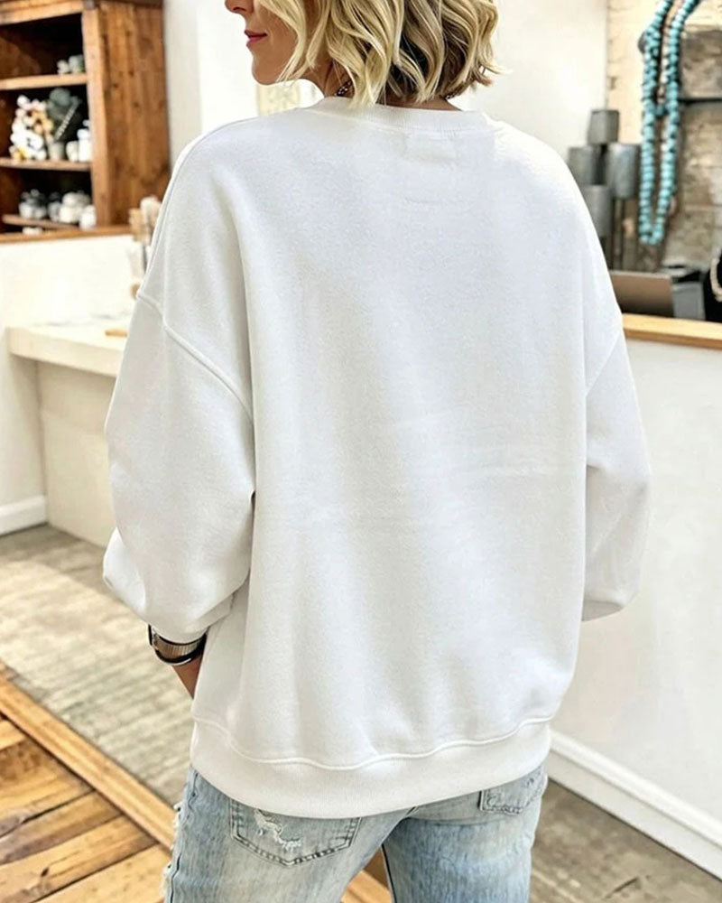 Oversized sweatshirt til kvinder med kontrastpaneler og rund hals