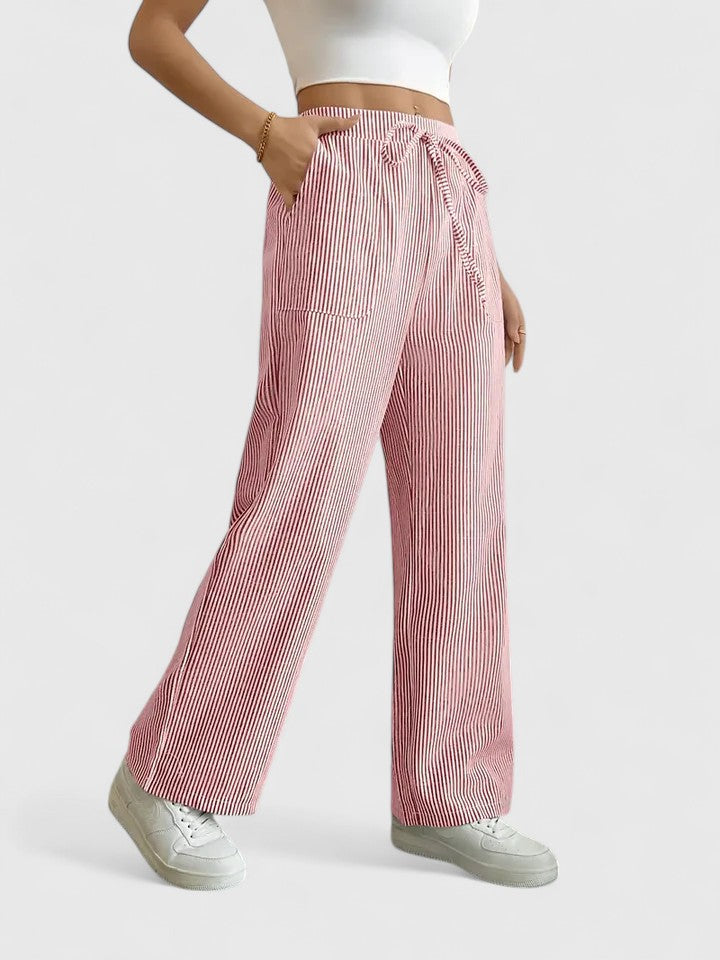 Women's Striped Wide Leg Trousers