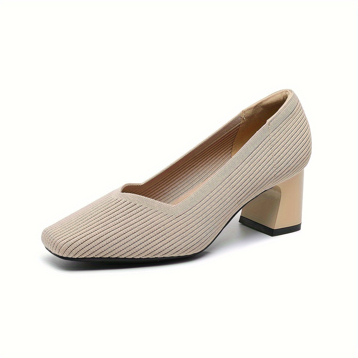 Women's Ribbed Block Heel Pumps