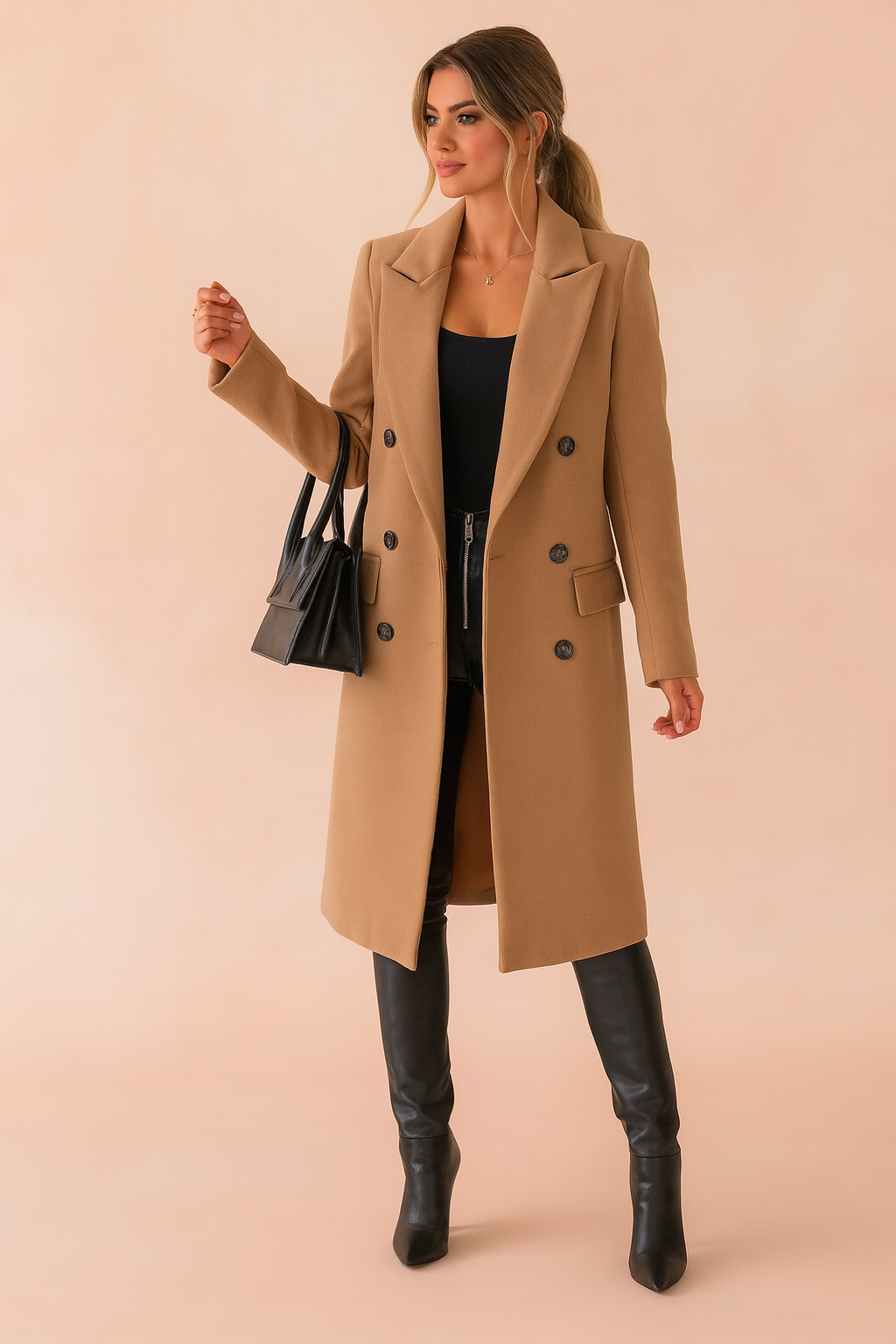 Cappotto lungo da donna doppiopetto