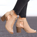 Women's Cutout Peep Toe Block Heel Sandals