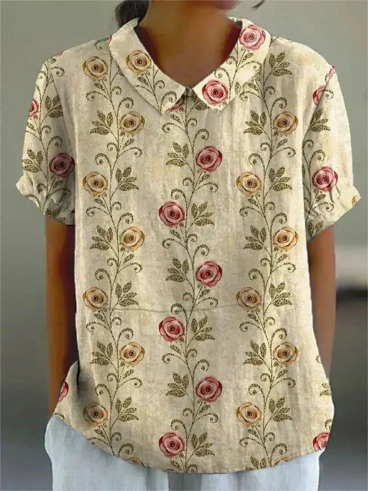 Women's Vintage Floral Peter Pan Collar Blouse