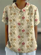 Women's Vintage Floral Peter Pan Collar Blouse