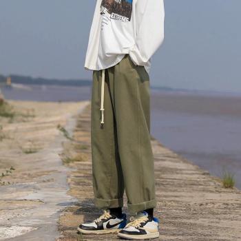 Men's Cotton Linen Trousers with Relaxed Fit and Drawstring Waist for Everyday Comfort