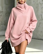 Sweat-shirt boutonné à col montant pour femme
