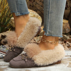 Mules chaussons pour femme bordés de fausse fourrure