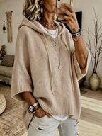 Women’s Hooded Oversized Knit Poncho