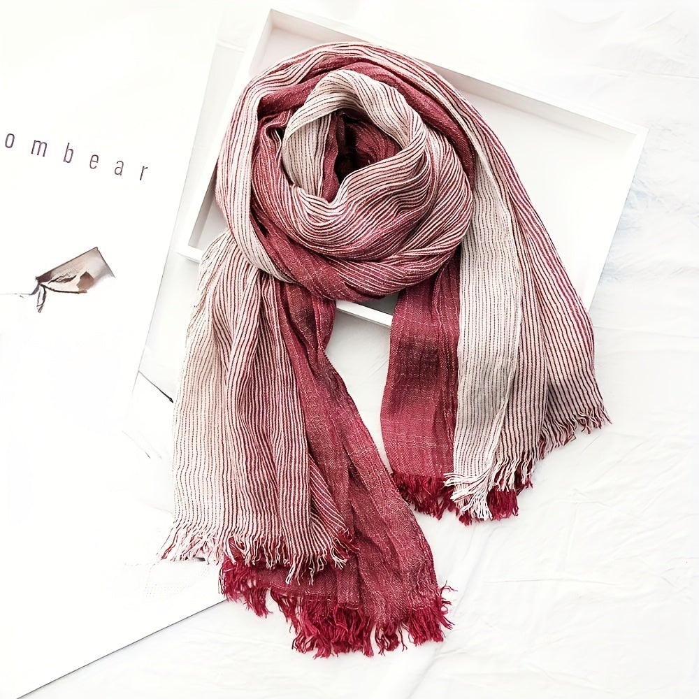 Men’s Two-Tone Textured Fringed Scarf