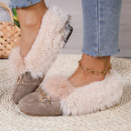 Mules chaussons pour femme bordés de fausse fourrure