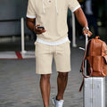 Men's Textured Hooded T-Shirt & Shorts Set