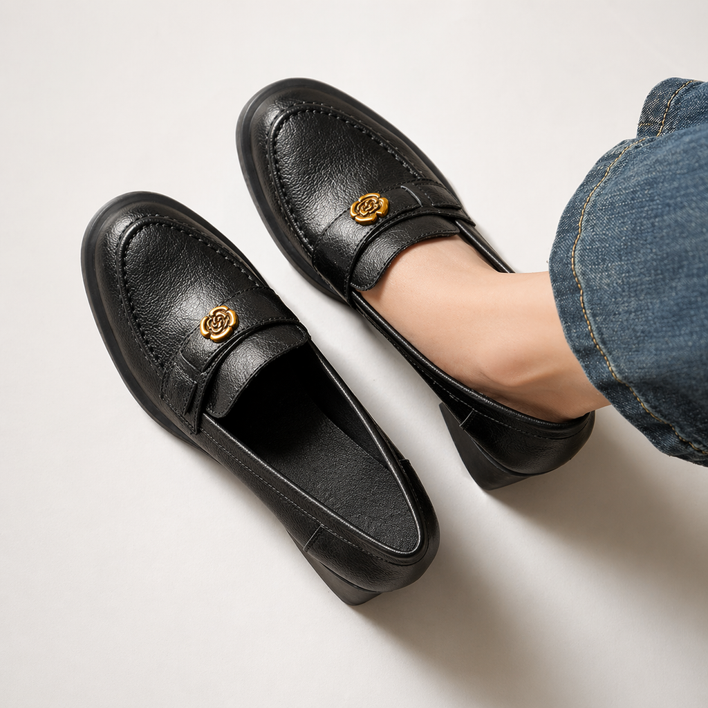 Mocassins pour femmes à talon carré et à enfiler