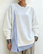 Oversized sweatshirt til kvinder med kontrastpaneler og rund hals