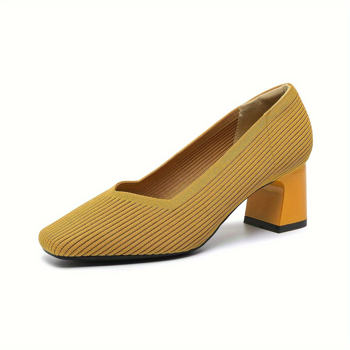 Women's Ribbed Block Heel Pumps