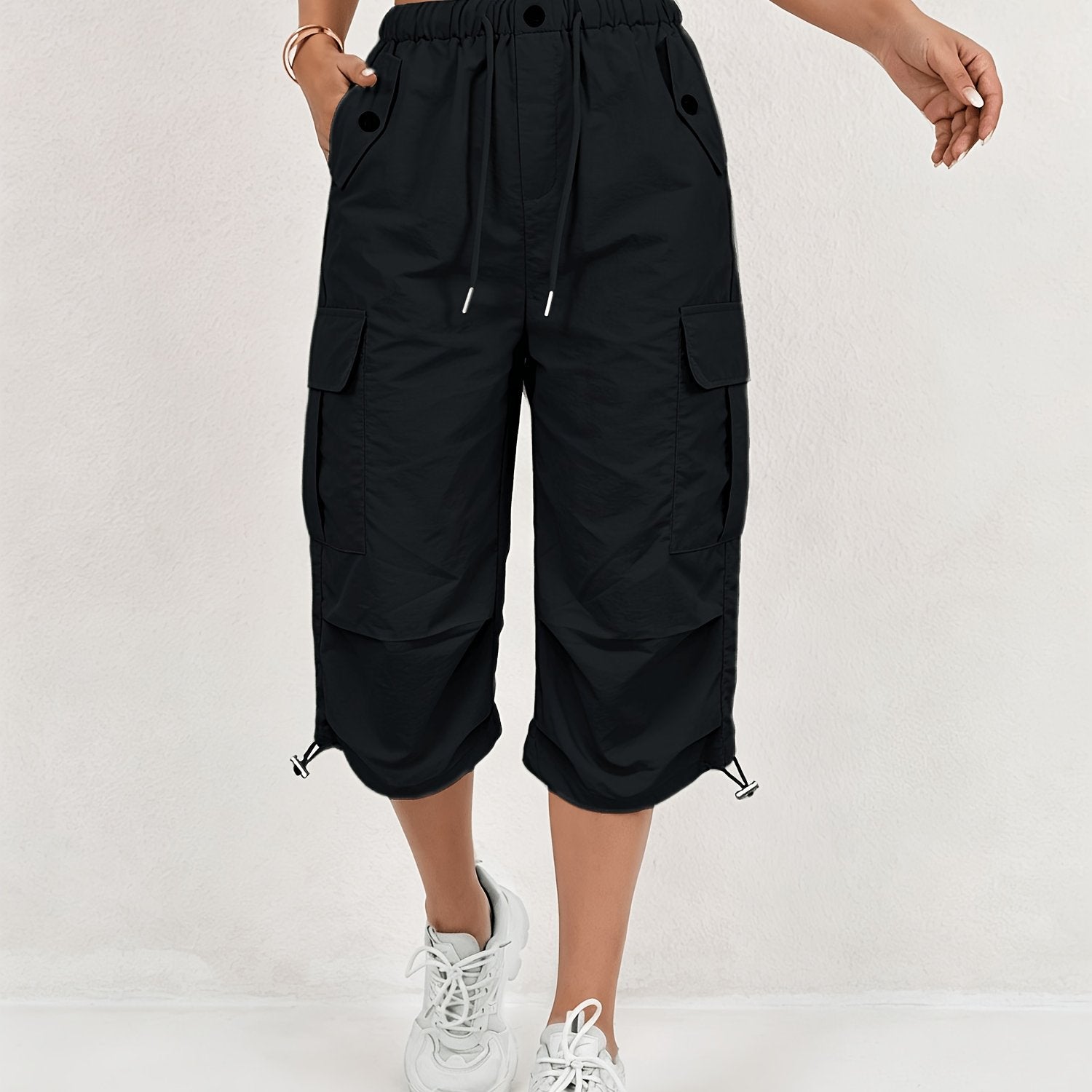 Damen Cargo-Caprihose mit Kordelzug