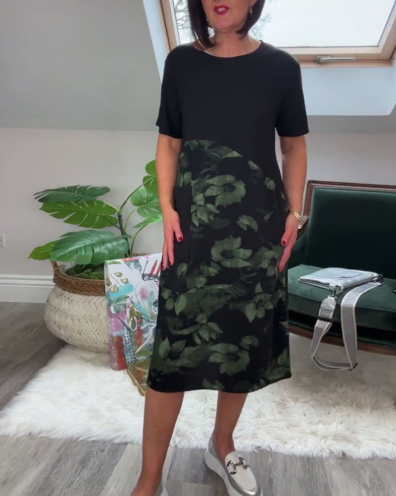 Women's Floral Panel Midi Dress