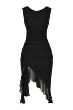 Damen Midikleid mit Raffung, Rüschensaum und ärmelloser, figurbetonter Passform