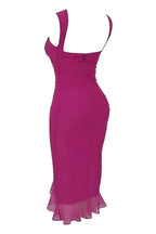 Damen Midikleid mit Raffung, Rüschensaum und ärmelloser, figurbetonter Passform