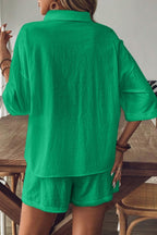Damen zweiteiliges Shorts-Set mit Kragen für entspannten und mühelosen Alltagsstil