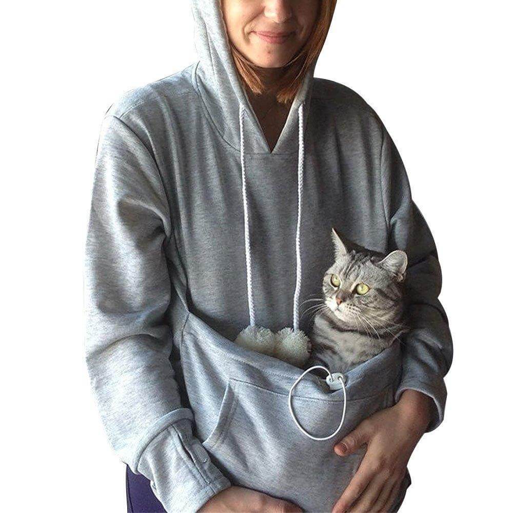 Sweat à capuche pour femme avec poche en forme de chat