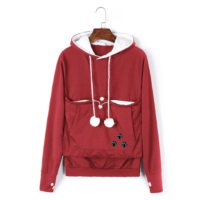 Sweat à capuche pour femme avec poche en forme de chat