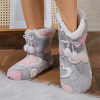 Women’s Plush Heart Pom-Pom Indoor Slipper Boots