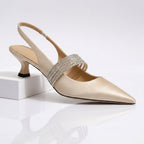 Dames slingback-pumps med krystalrem
