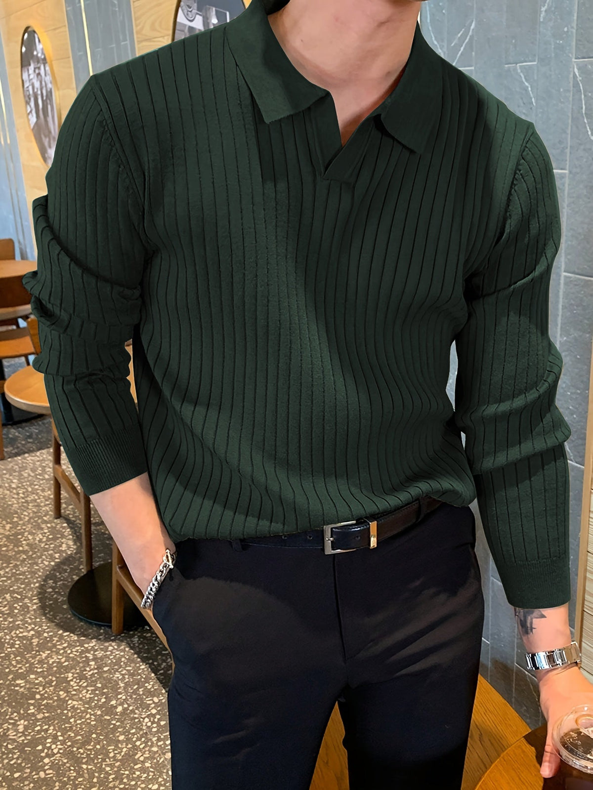 Maglione polo testurizzato da uomo