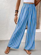 Women’s Striped Wide-Leg Trousers with Relaxed Flowing Fit