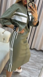 Damen-Kleidungsset mit kontrastierenden Details