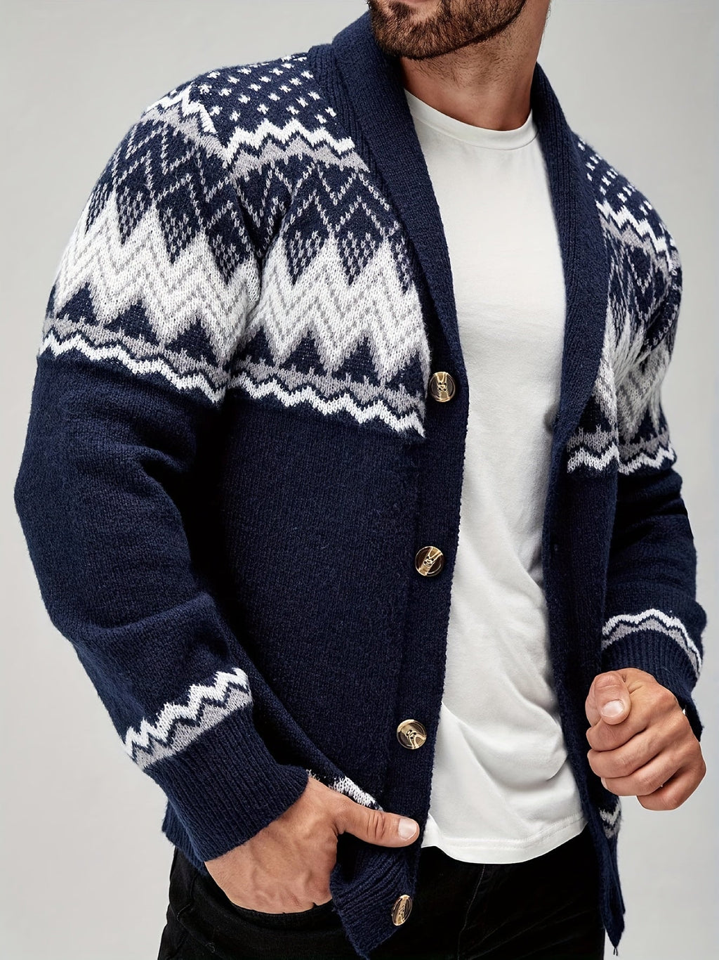 Nordisk cardigan med mønster til mænd