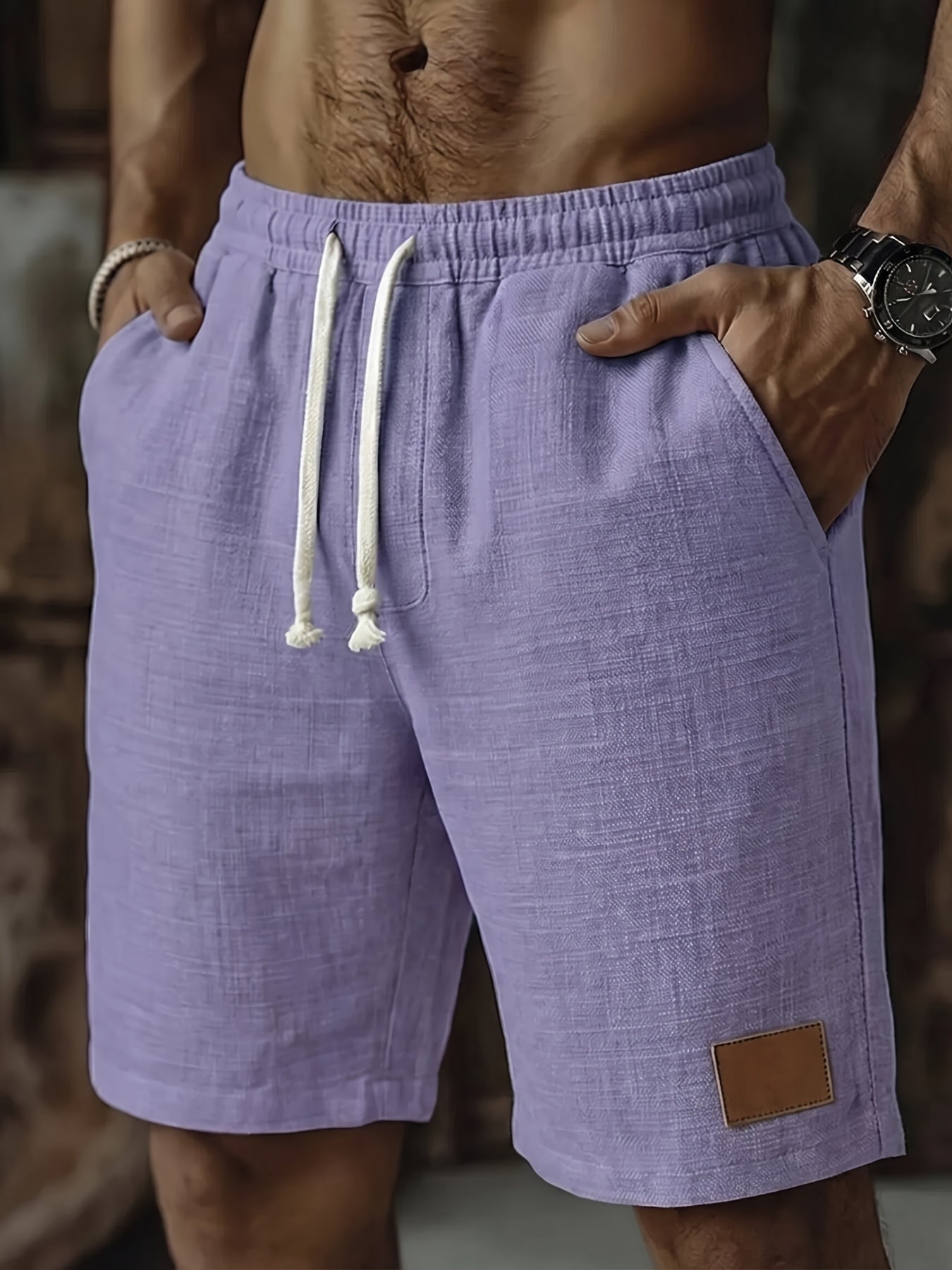 Men's Textured Drawstring Lounge Shorts