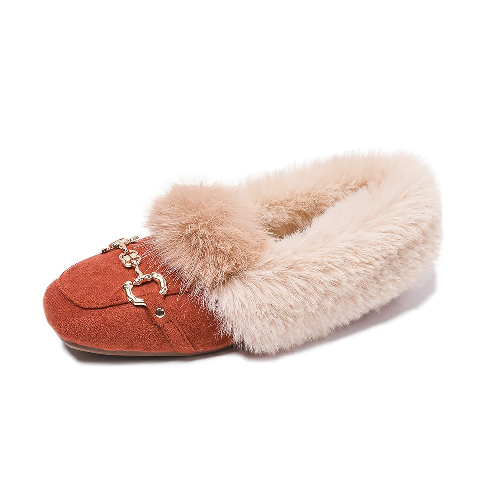 Mules chaussons pour femme bordés de fausse fourrure