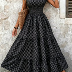 Women's Polka Dot Tiered Maxi Dress