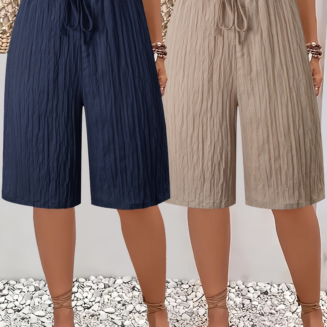 Damen Bermudashorts mit weitem Bein und lockerem Tunnelzug