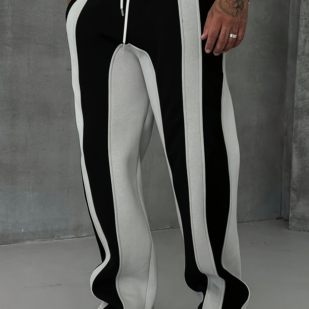 Herren-Sweathose mit Kontrastpaspeln und weitem Bein