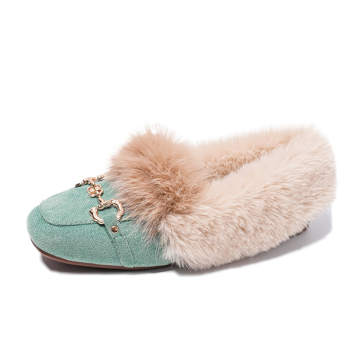 Mules chaussons pour femme bordés de fausse fourrure