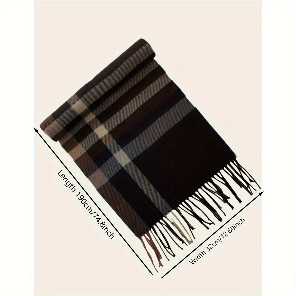 Men's Classic Plaid Fringed Winter Scarf