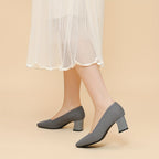 Women's Ribbed Block Heel Pumps