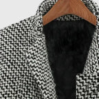 Women's Double-Breasted Houndstooth Longline Coat