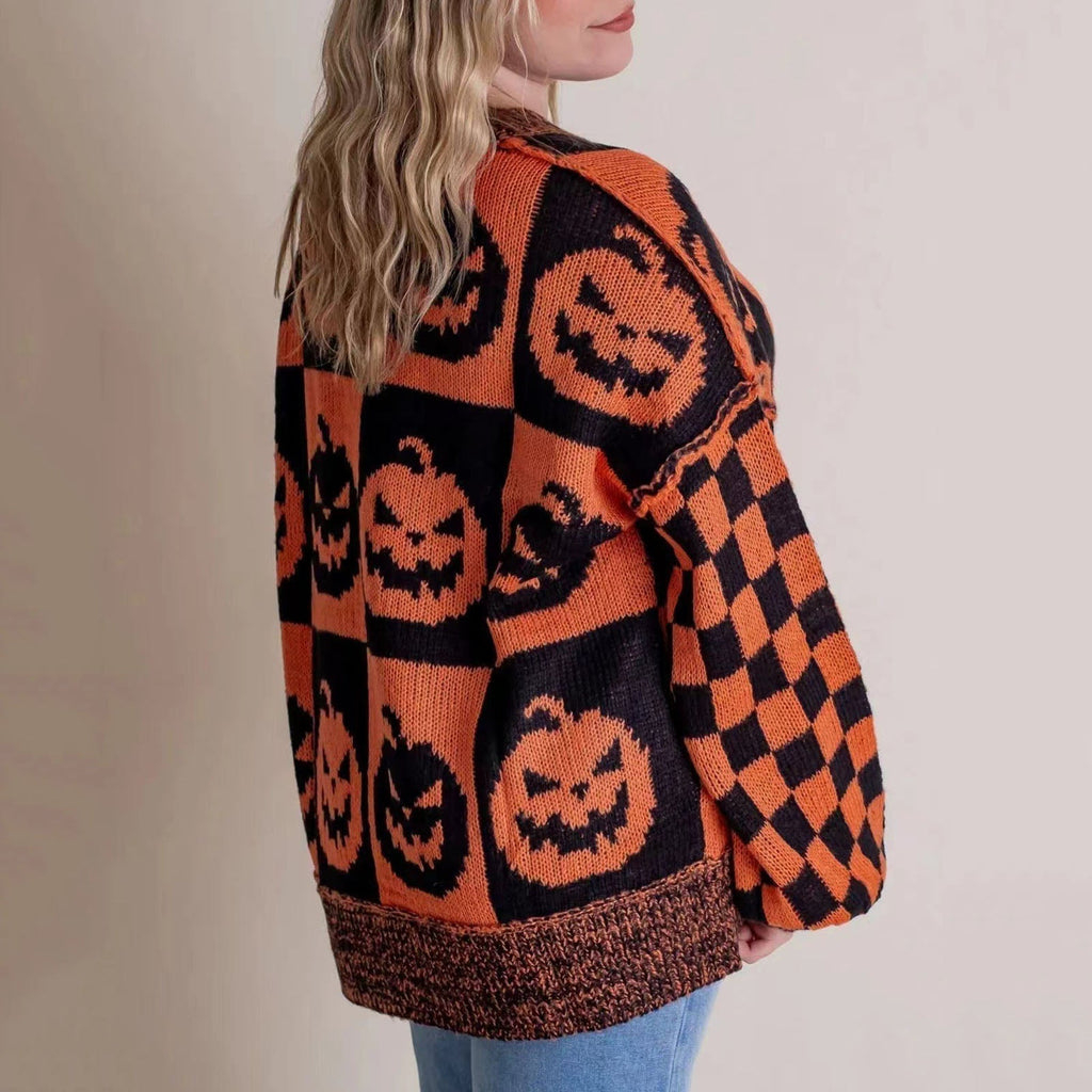 Naisten Halloween-kurpitsapusero