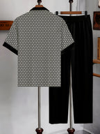 Men's Geometric Button-Up Shirt & Trousers Set