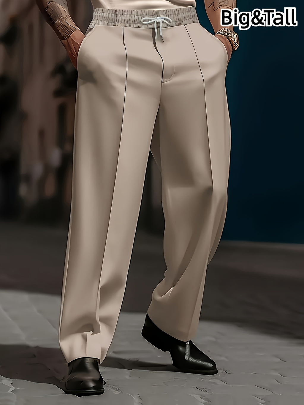 Pantalones de pierna ancha con cordón para hombre