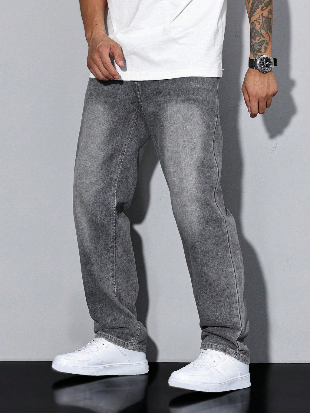 Herren locker sitzende Jeans mit gewaschenem Denim-Look und bequemem Design