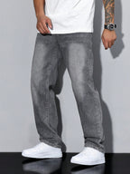 Herren locker sitzende Jeans mit gewaschenem Denim-Look und bequemem Design