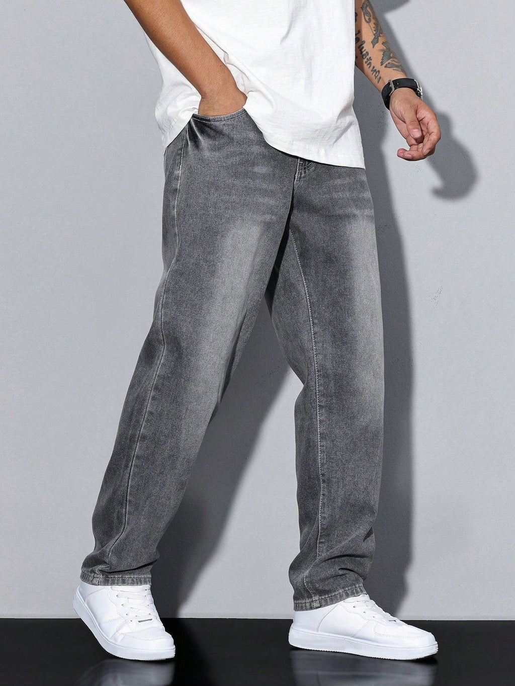 Herren locker sitzende Jeans mit gewaschenem Denim-Look und bequemem Design