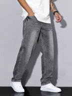 Herren locker sitzende Jeans mit gewaschenem Denim-Look und bequemem Design