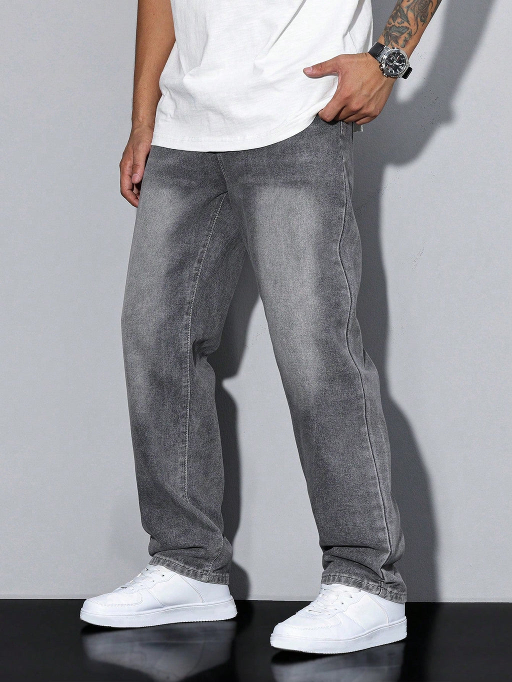 Herren locker sitzende Jeans mit gewaschenem Denim-Look und bequemem Design